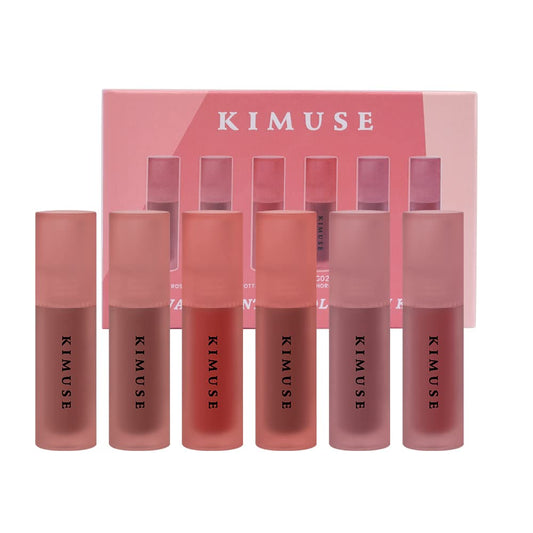 KIMUSE Water Gel Lip Tint 6 Colors Set, Highly Pigmented Long Lasting Moisturizing Glossy Lip Stains, Hydrate Lightweight Lip Gloss Makeup
