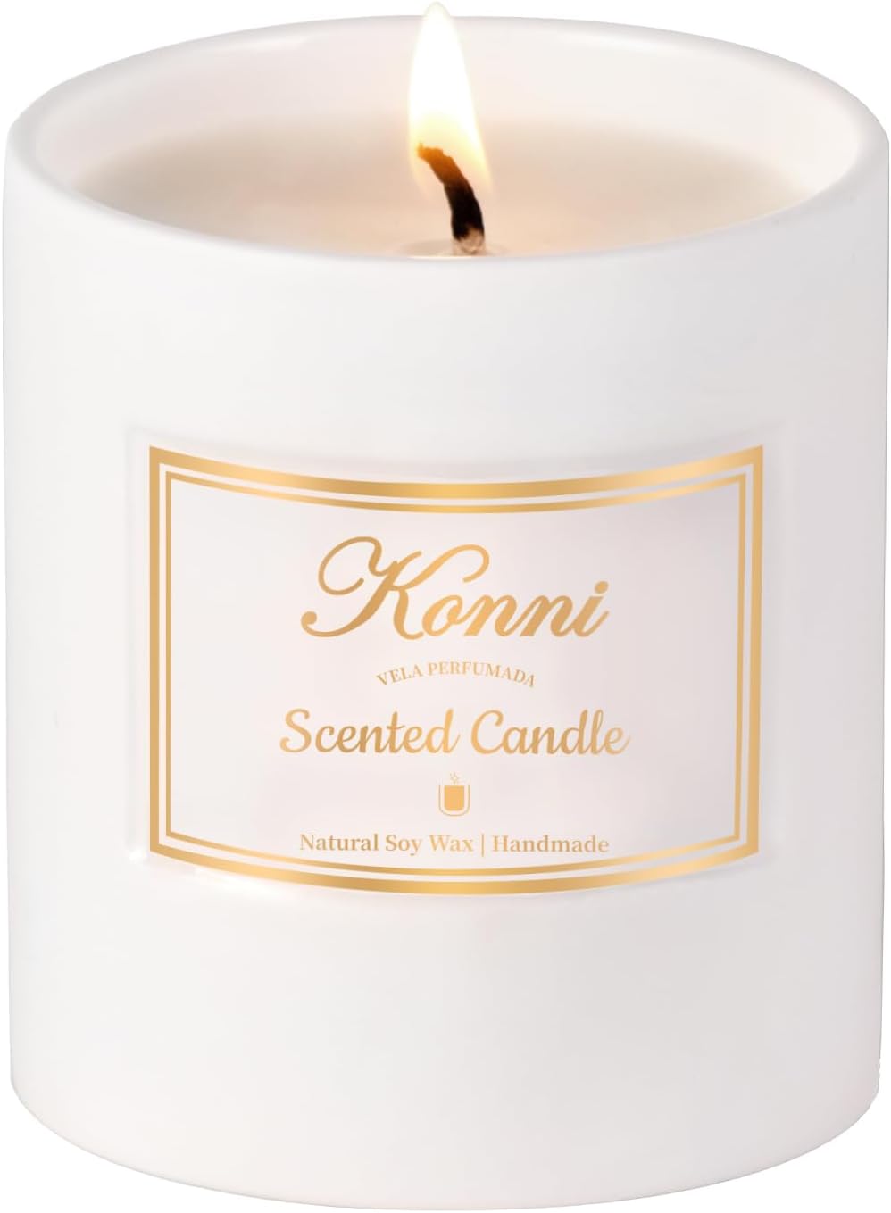 Scented Candle, 9oz Soy Candles, Pine and Cypress Scented White Candles for Women & Men, Long-Lasting Aromatherapy Jar Candle Wax for Home, Bathroom, Non Toxic Candle Gift (Ceramic Cube Cup)