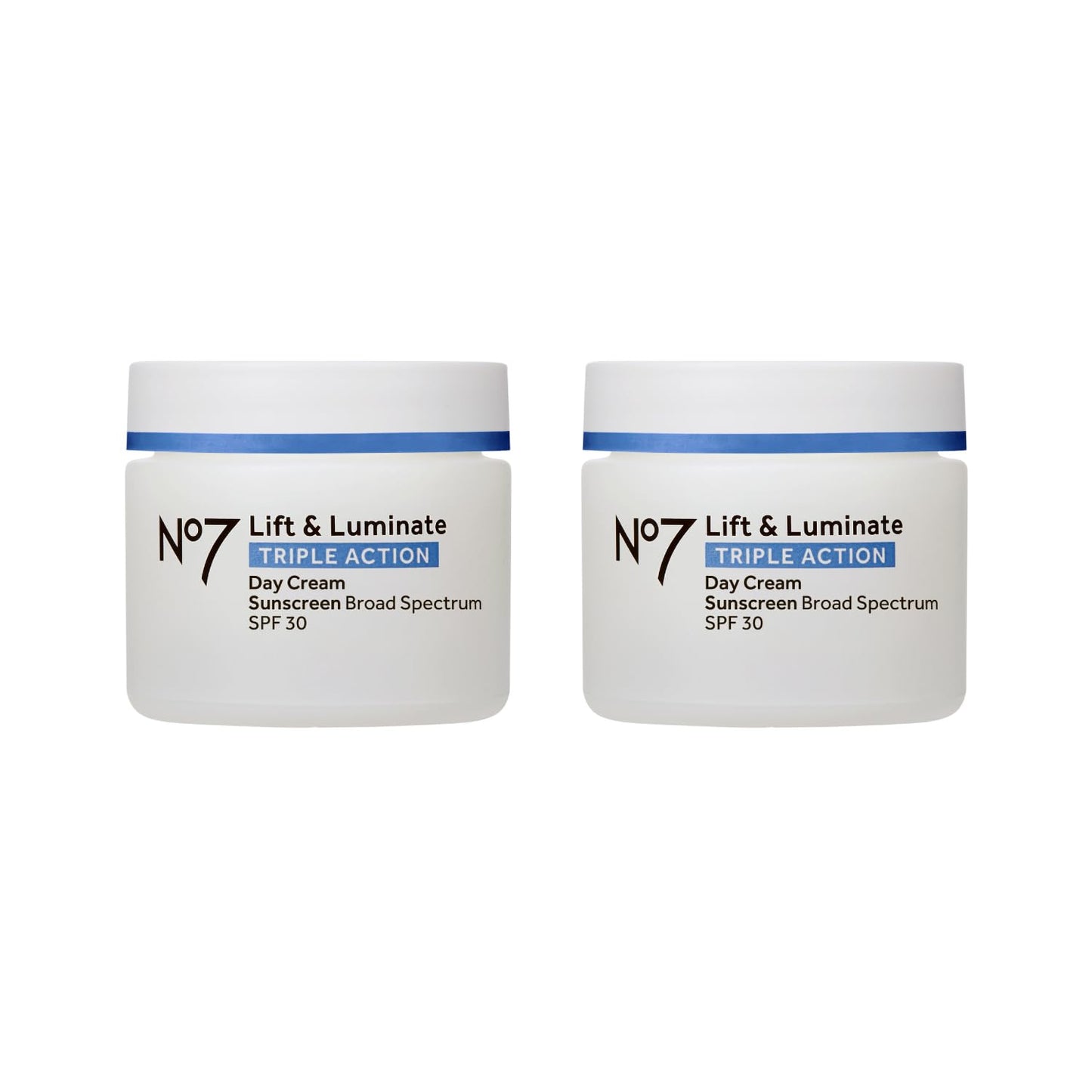 No7 Lift & Luminate Triple Action Face Cream - Fragrance Free Face Moisturizer with SPF 30 - Formulated with Anti Aging Collagen Peptides & Brightening Complex (2 Pack)