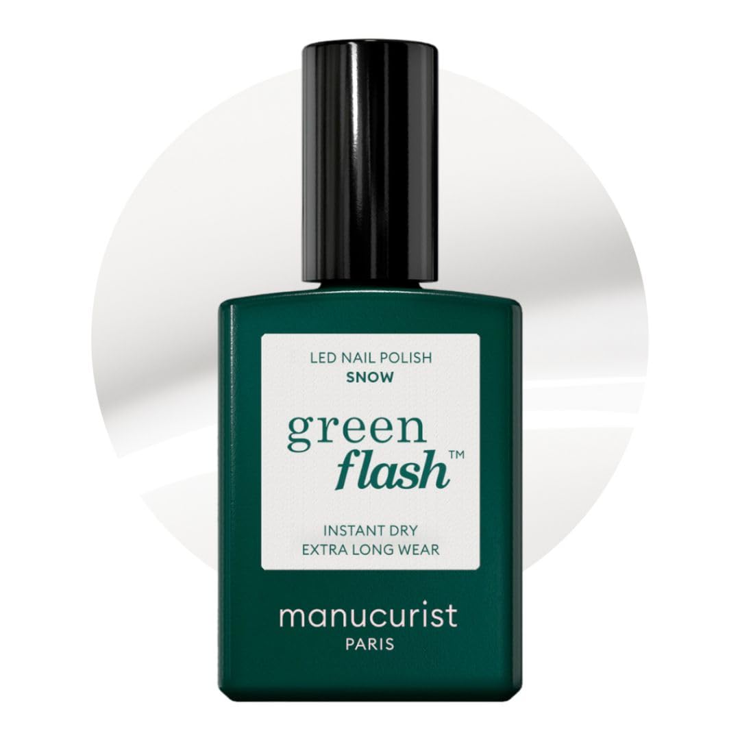 Manucurist • Green Flash LED Gel Nail Polish • Vegan • 12-Free, Plant-Based (57%) Gel Polish • Made in France • 0.5 fl oz (SNOW)