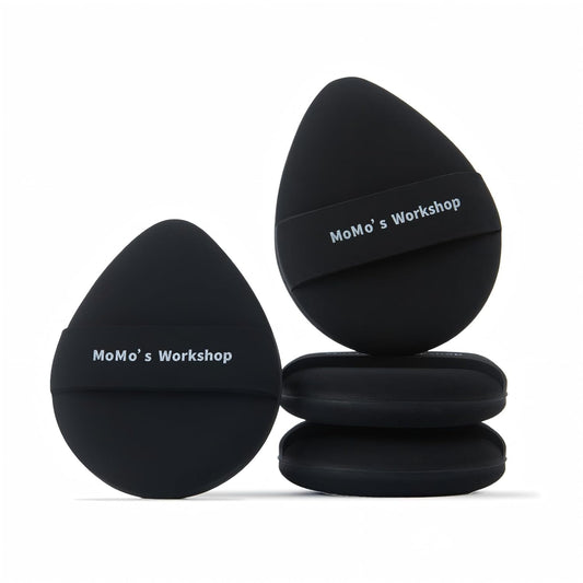 TATAMI Black Makeup Puff Set (Flat + Egg Shape) Rubycell,Cushion Puff, Quick Flawless Foundation Application for Hydrating Liquid Makeup,2pcs Foundation Sponge with Case