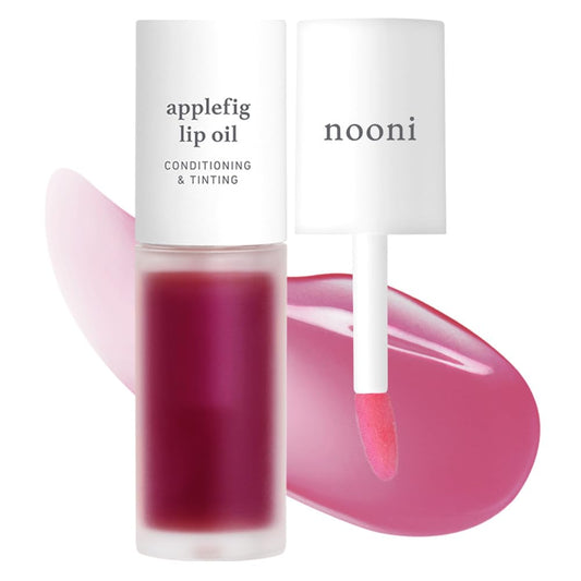 NOONI Korean Lip Oil - Applefig | Long-Lasting, Moisturizing, Plumping, Revitalizing for Dry Lips, Waterproof, No Peel Off, Hydrating, Nourishing Crystal Clear, 0.12 FL Oz