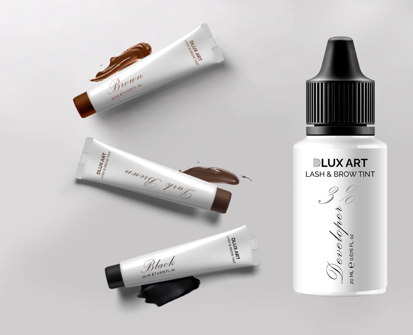 Professional Lash and Brow Tint with Henna Extract, Vitamin C and Amino Acids, 2-Week Duration SET (BROWN, DARK BROWN, BLACK)