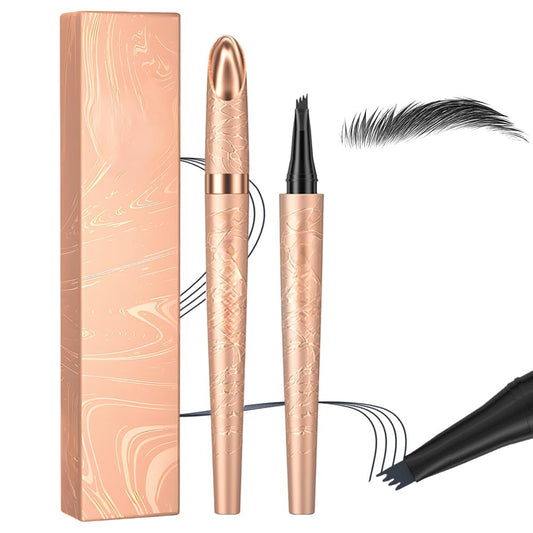 Microblading Eyebrow Pen, 2025 New 3D Waterproof Eyebrow Pencil, Premium Eye Brow Pen with 4 Tip, Long-Lasting Natural Magic Eyebrow Makeup Fine Stroke Contouring Pencil Stay on All Day (Black)