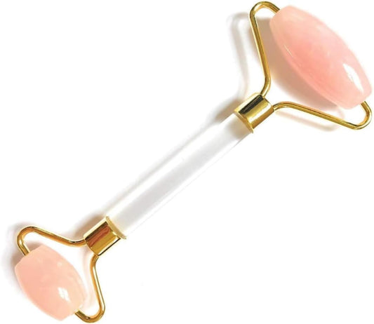 Mei Apothecary Rose Quartz Facial Roller, Authentic Face Roller for Puffiness, Depuffing Eye Roller & Face Massage Tool