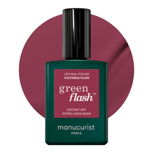 Manucurist • Green Flash LED Gel Nail Polish • Vegan • 12-Free, Plant-Based (58%) Gel Polish • Made in France • 0.5 fl oz (VICTORIA PLUM)