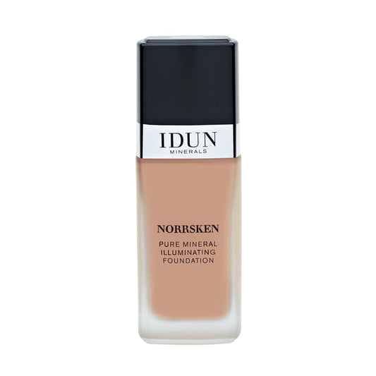 IDUN Minerals Liquid Norrsken Foundation - Silky Smooth Coverage - Luminous, Dewy Finish for Dry and Dull Skin - Water Resistant and Vegan Makeup - 220 Runa - Neutral Olive Beige - 1.01 oz