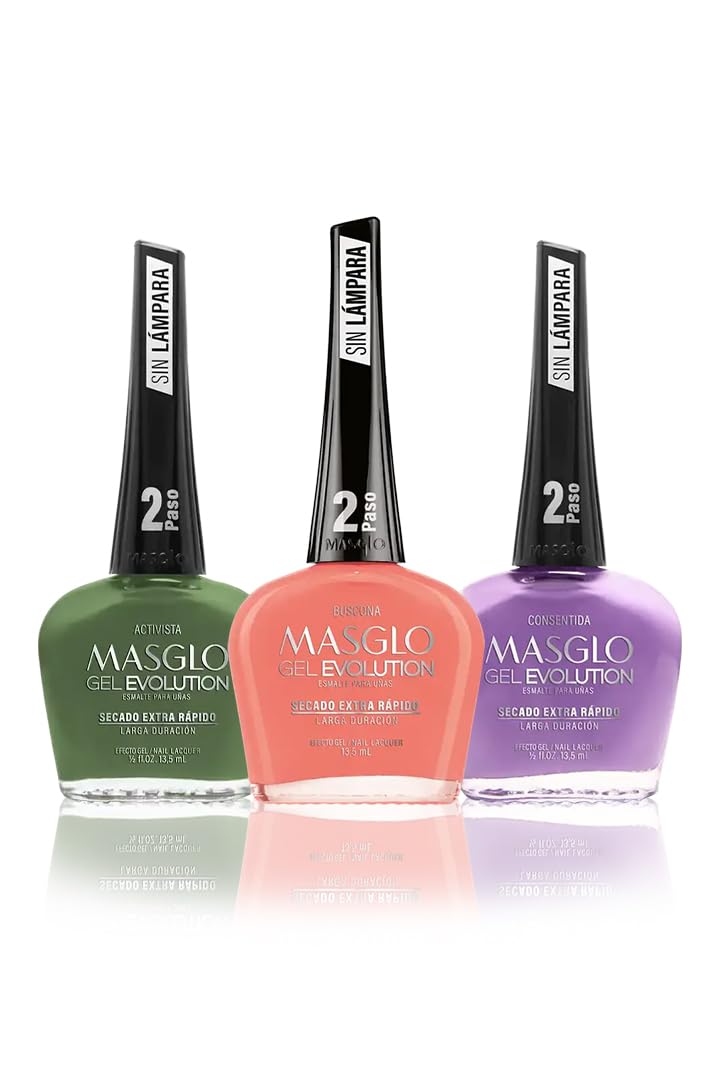 MASGLO Gel Evolution Nail Polish Super Bowl Set 3 PCs Shades of Differents Color - No U/V Lamp, Duration Up to 12 days
