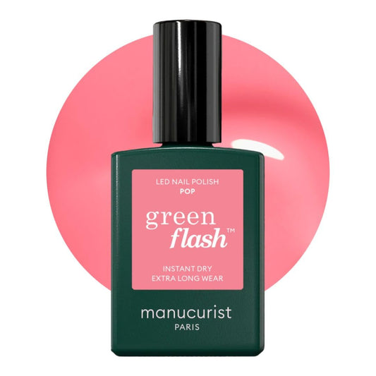 Manucurist Green Flash LED Pastel Pink Pop Gel Nail Polish - Vegan, 12-Free, Plant-Based Gel Polish - Strengthens and Protects the Nail - Gel Nail Polishes Gel Polish - Made in France - 0.5 fl oz