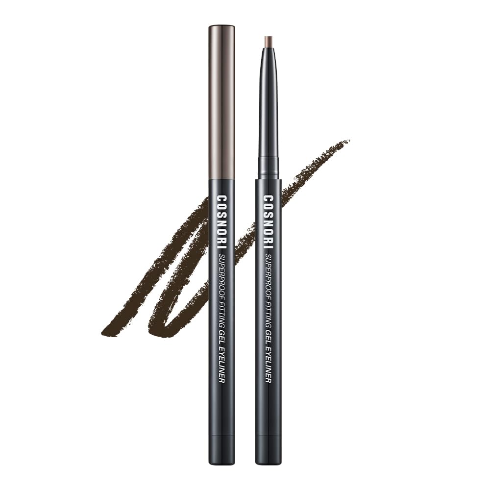 COSNORI Super Proof Fitting Gel Eyeliner 03 Walnut Brown - Smudge-Proof, Longwear Eyeliner Pencil, Soft Drawing 2mm Ultra-Slim Pencil, Waterproof, 0.004oz (0.13g)