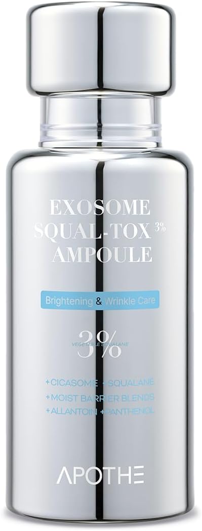 APOTHE Exosome Squal-Tox 3% Ampoule 1.01 fl oz (30ml) – Intense Hydration, Skin Renewal, Brightening & Anti-Wrinkle Care with Exosome Technology and Niacinamide