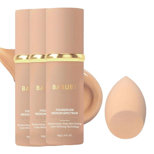 3PCS 4 in 1 Color-Changing foundation Liquid - Moisturizing Medium Full Coverage Concealer, Medium Spectrum Foundation Cream Moisturizing Nourishing,Waterproof & Sweatproof 40ml/1.41 FL.OZ*3