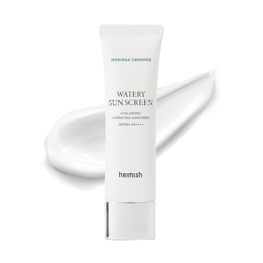 HEIMISH Moringa Ceramide Hyaluronic Hydrating Watery Sunscreen - SPF Face Moisturiser, Daily Sunscreen For Face, Broad Spectrum SPF 50, Non-greasy, Lightweight with Hyaluronic Acid, 1.7fl.oz/50ml