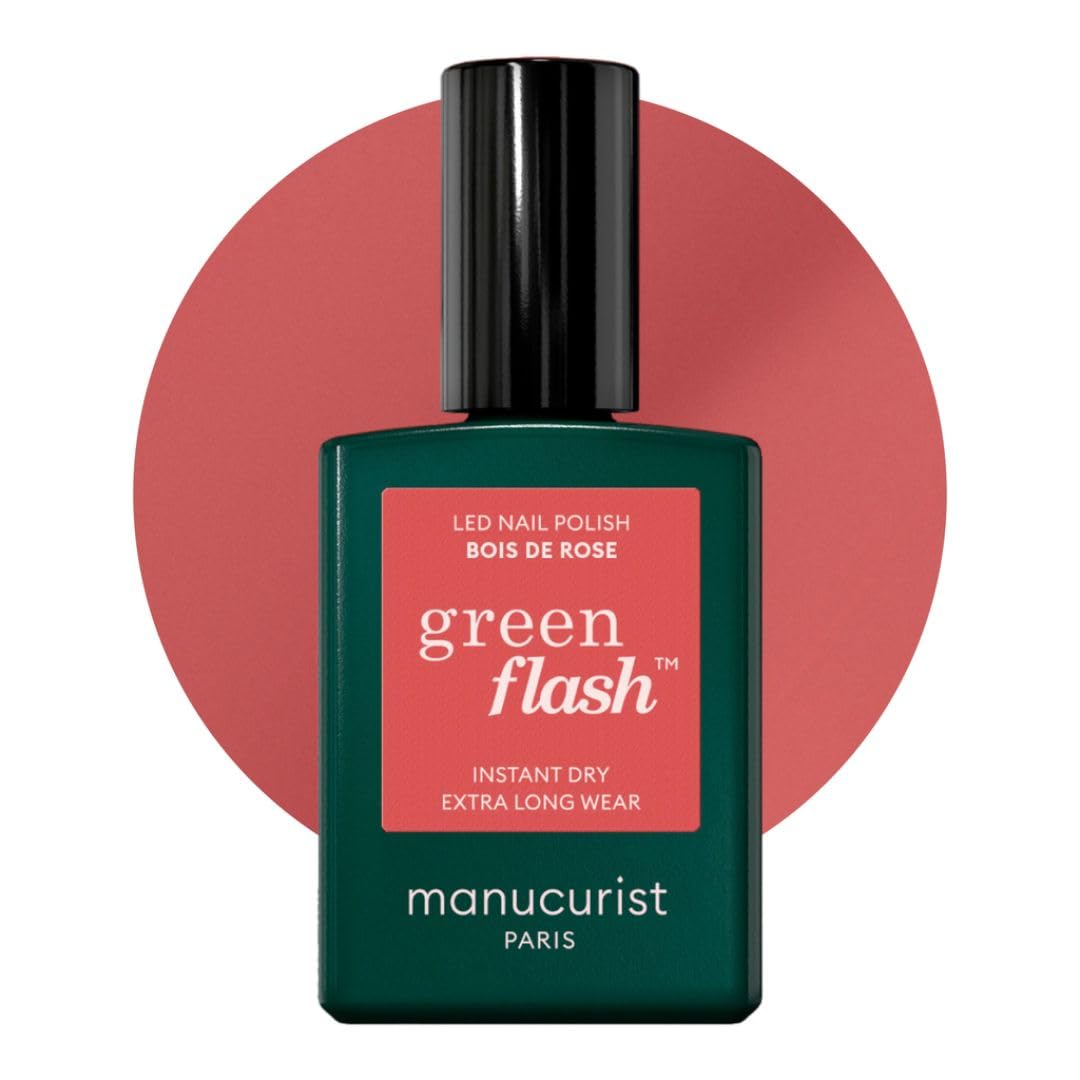 Manucurist • Green Flash LED Gel Nail Polish • Vegan • 12-Free, Plant-Based (60%) Gel Polish • Made in France • 0.5 fl oz (BOIS DE ROSE)