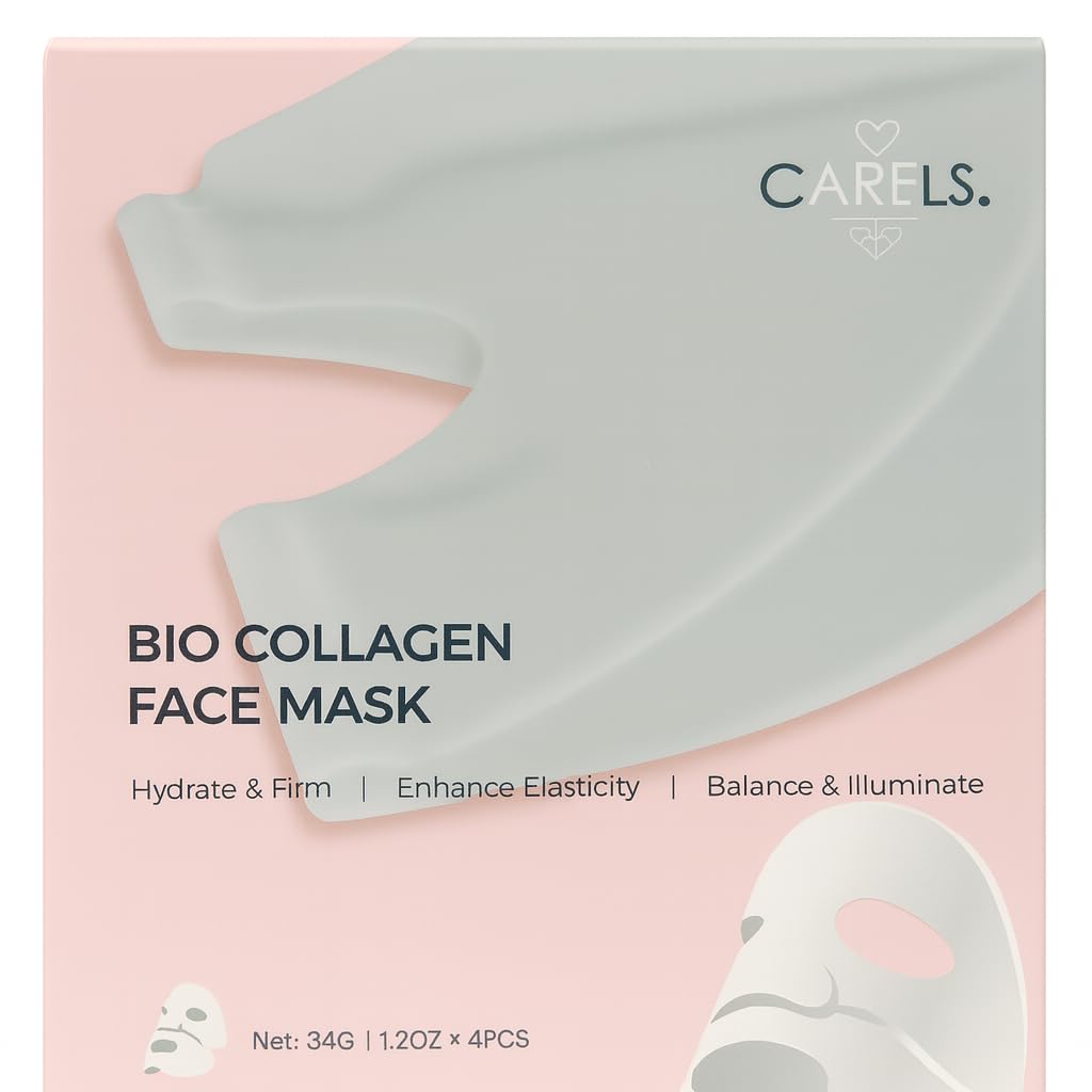 Crels Care Bio Collagen Face Mask – Hydrating Korean Skincare Facial Mask, Overnight Collagen Facial Mask for Deep Moisture & Firming, Anti-Aging Face Mask for Women (4-Pack)
