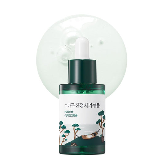 ROUND LAB Pine Calming Cica Ampoule 1.01 Fl Oz, Hydrating and Soothing Serum with Pine Cica and Hyaluronic Acid for Skin Barrier Strengthening, Gentle Exfoliation, and Deep Moisture, Korean Skincare