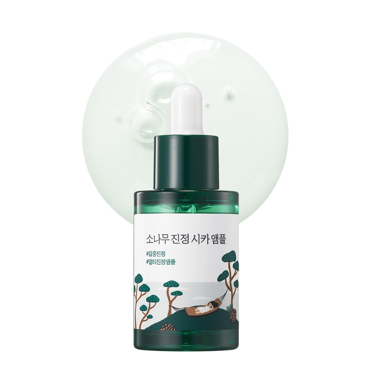 ROUND LAB Pine Calming Cica Ampoule 1.01 Fl Oz, Hydrating and Soothing Serum with Pine Cica and Hyaluronic Acid for Skin Barrier Strengthening, Gentle Exfoliation, and Deep Moisture, Korean Skincare