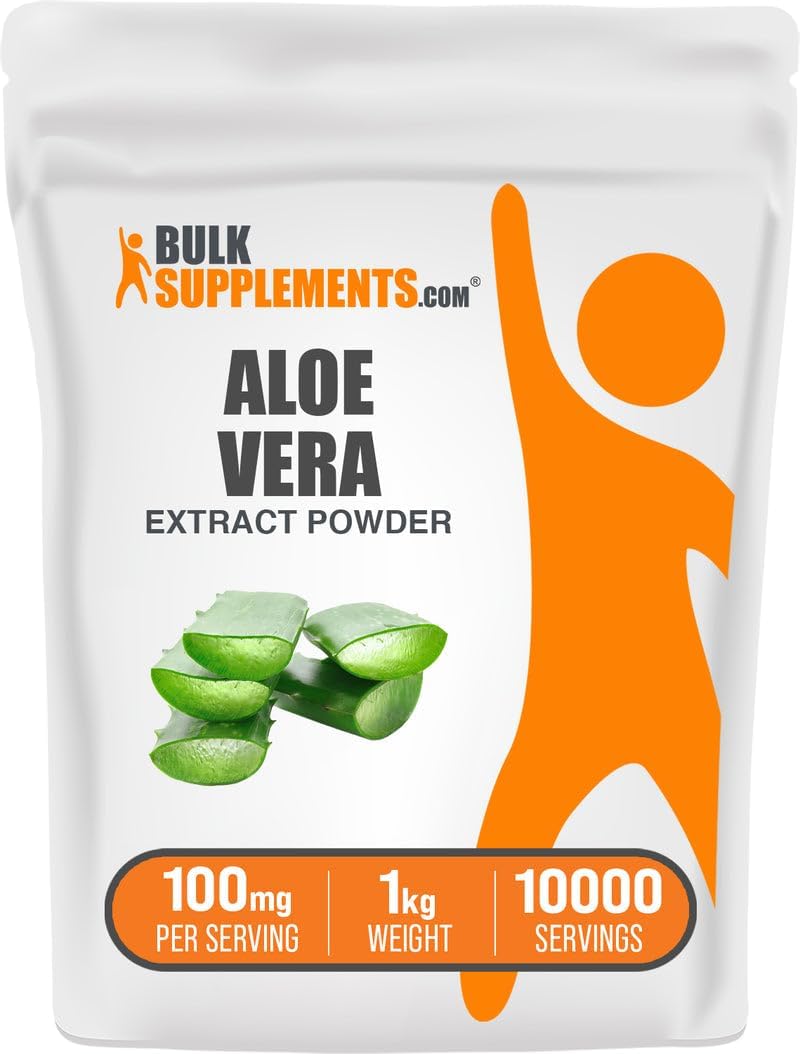 BulkSupplements.com Aloe Vera Extract Powder - Aloe Vera Supplement, Herbal Supplement - Vegan & Gluten Free, 100mg per Serving, 1kg (2.2 lbs) (Pack of 1)