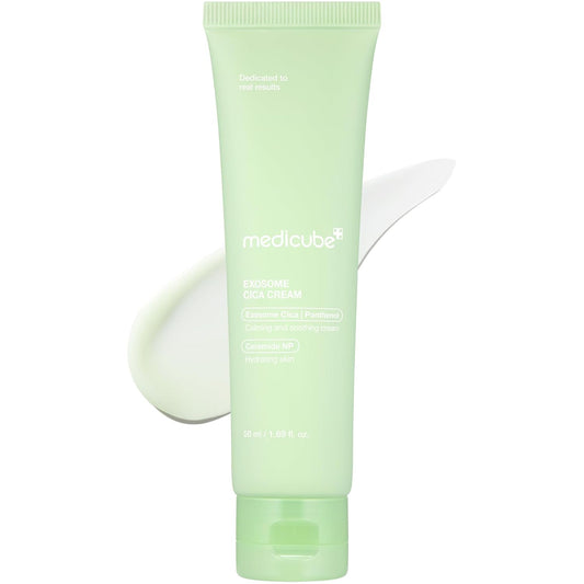Medicube Exosome Cica Tea Tree Cream for Sensitive Skin with Centella Asiatica help reduce redness and breakouts. | Low-irritating, Moisturizing Daily Texture Care | Korean Skincare | 1.7 fl oz