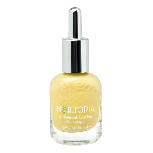 Nailtopia - Plant-Based Chip Free Nail Lacquer - Non Toxic, Bio-Sourced, Long-Lasting, Strengthening Polish - Mellow Yellow (Pastel Yellow) - 0.41oz