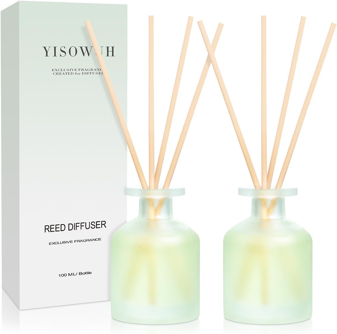 Reed Diffuser - Clean Linen 3.38oz (100ml) 2 Pack Essential Oil Reed Diffuser Set with 16 Sticks, Long Lasting Fragrance for Home, Bathroom, Bedroom, Room, Decor