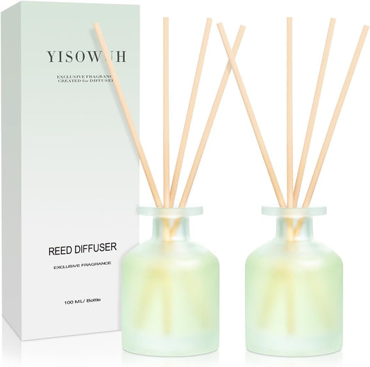 Reed Diffuser - Clean Linen 3.38oz (100ml) 2 Pack Essential Oil Reed Diffuser Set with 16 Sticks, Long Lasting Fragrance for Home, Bathroom, Bedroom, Room, Decor