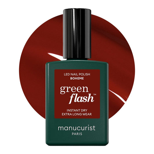 Manucurist Green Flash LED Boheme Gel Nail Polish - Vegan, 12-Free, Plant-Based Gel Polish - Strengthens and Protects the Nail - Made in France - 0.5 fl oz