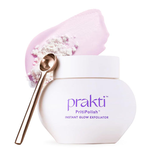 Prakti PritiPolish Instant Glow Exfoliator, Gentle Facial Scrub Clears & Minimizes Pores, Instantly Smooths & Softens with Natural AHAs, 1 oz