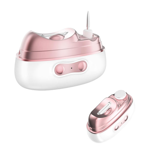 4 in 1 Automatic Electric Nail Clipper & Polisher with Built-in Storage, LED Light, 2 Speeds – Toenail Trimmer for Baby/Seniors, Ideal Gift for Family and Friends (White)