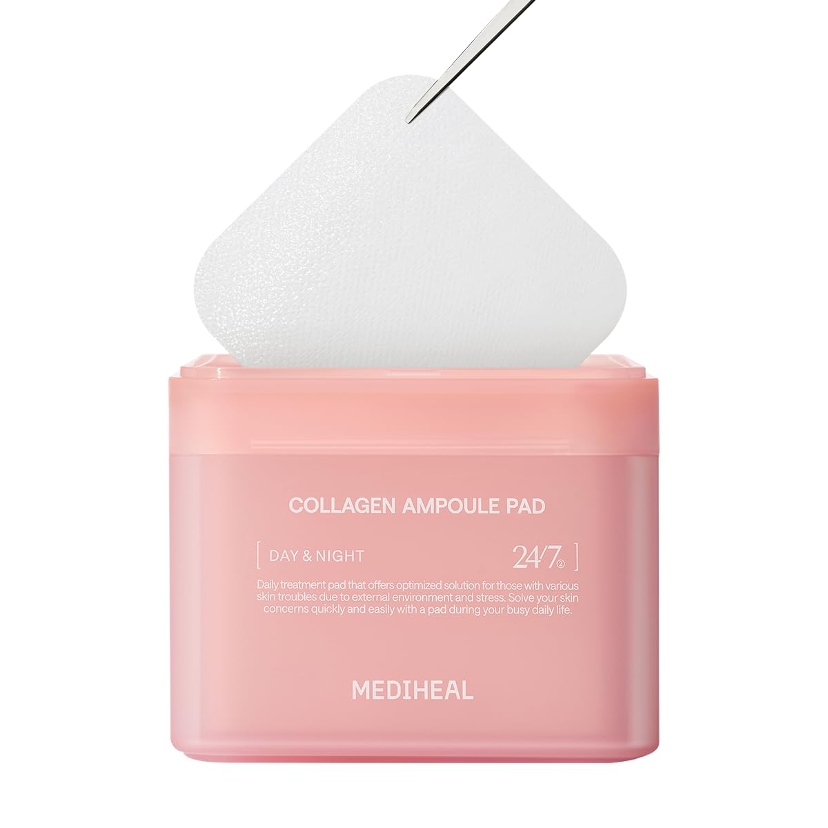 MEDIHEAL Collagen Ampoule Facial Toner Pads - Collagen & Ceramide - Skin Firming & Restore Elasticity & Deep Hydration - Tighten Wrinkles & Lines - Vegan Eco Silk Fabric, 100 Pads