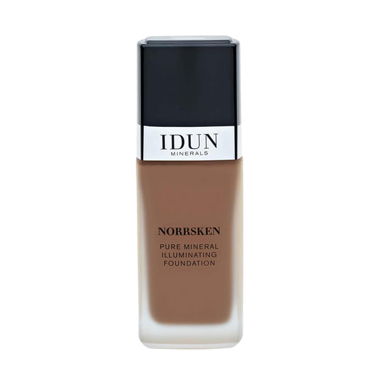IDUN Minerals Liquid Norrsken Foundation - Silky Smooth Coverage - Luminous, Dewy Finish for Dry and Dull Skin - Water Resistant and Vegan Makeup - 223 Ingeborg - Warm Medium Brown - 1.01 oz