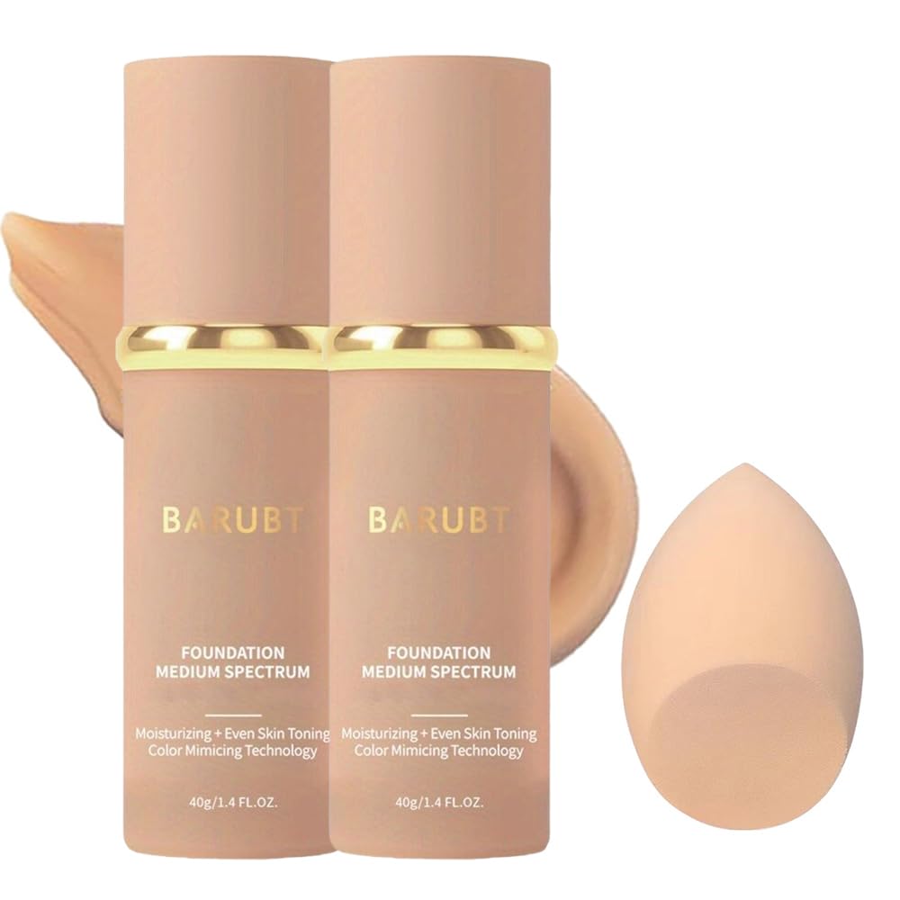 4 in 1 Color Changing Foundation Makeup Liquid - Moisturizing Medium Full Coverage Concealer, Medium Spectrum Foundation Cream Moisturizing Nourishing,Waterproof & Sweatproof 40ml/1.41 FL.OZ*2