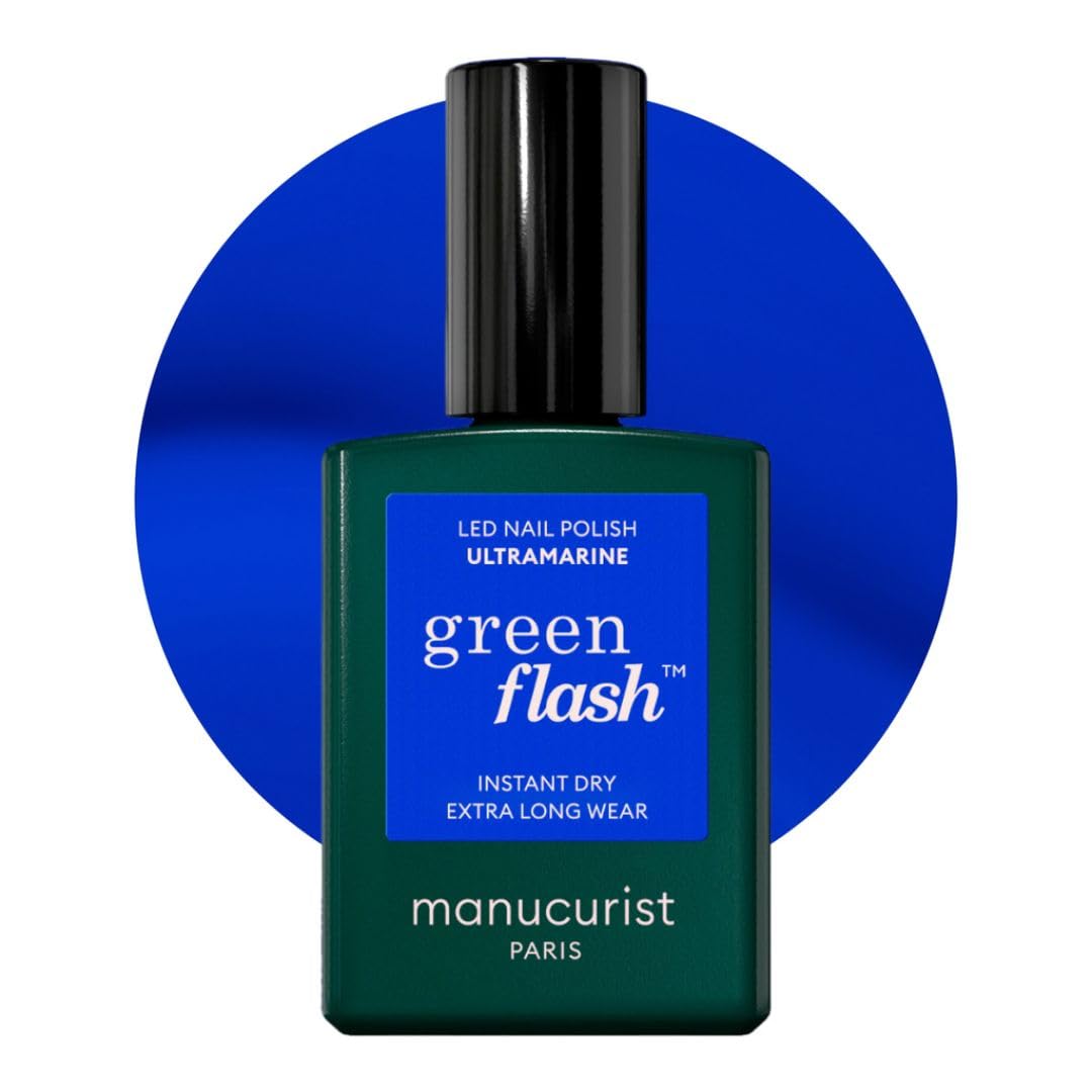 Manucurist • Green Flash LED Gel Nail Polish • Vegan • 12-Free, Plant-Based (55%) Gel Polish • Made in France • 0.5 fl oz (ULTRAMARINE)