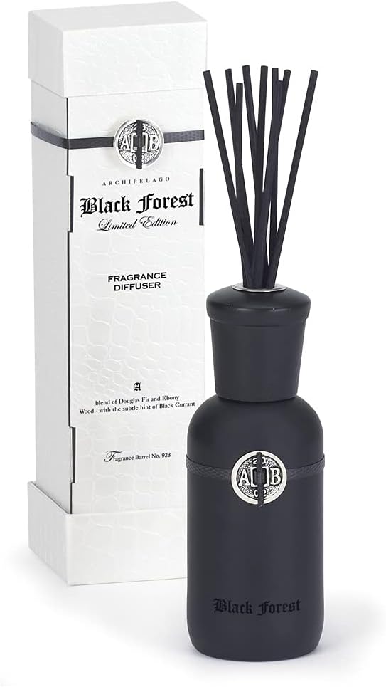 Archipelago Botanicals Black Forest Reed Diffuser, Home Fragrance Reed Diffuser, Includes Fragrance Oil, Decorative Wooden Cap & 10 Diffuser Reeds, Perfect for Home, Office or Gift, 7.85 fl oz