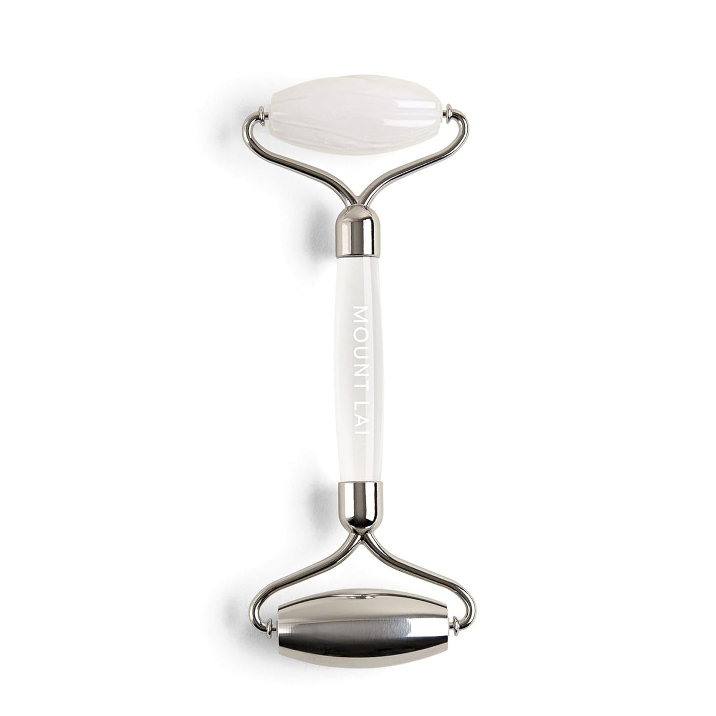 Mount Lai The Vitality Qi White Jade & Stainless Steel – The Stone of Harmony and Clarity, Face Roller for Soothing, Refreshing & Radiant-Looking Skin, Facial Massager Tool for Self-Care Ritual