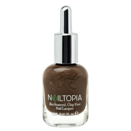 Nailtopia - Plant-Based Chip Free Nail Lacquer - Non Toxic, Bio-Sourced, Long-Lasting, Strengthening Polish - But First Coffee (Brown With Warm Undertones) - 0.41oz
