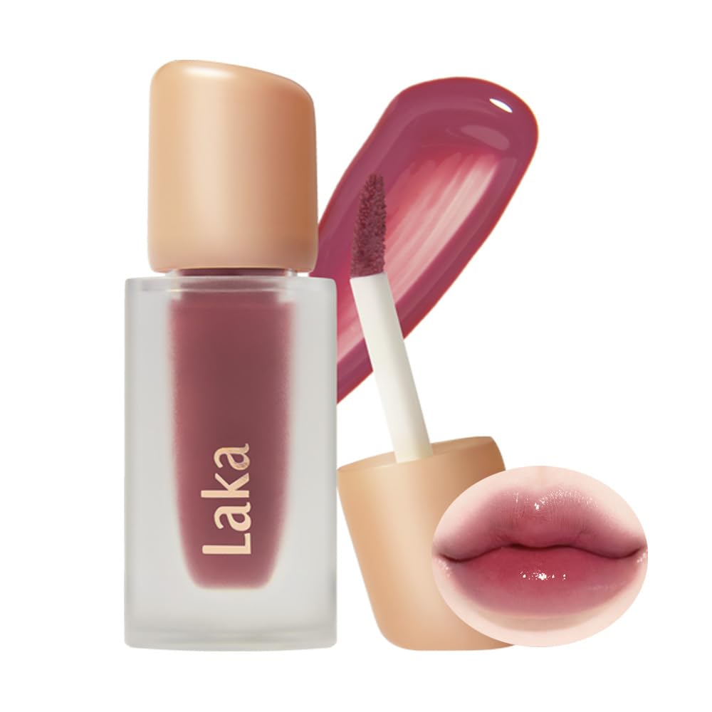 Laka Fruity Glam Tint, 4.5g/0.15 oz., Glowing Lip Stain with Wide Color Spectrum, Hydrating & Lightweight Texture, Long-Lasting Bold Stain, Non-Sticky, Vegan, K-Beauty (#102 Dewy)