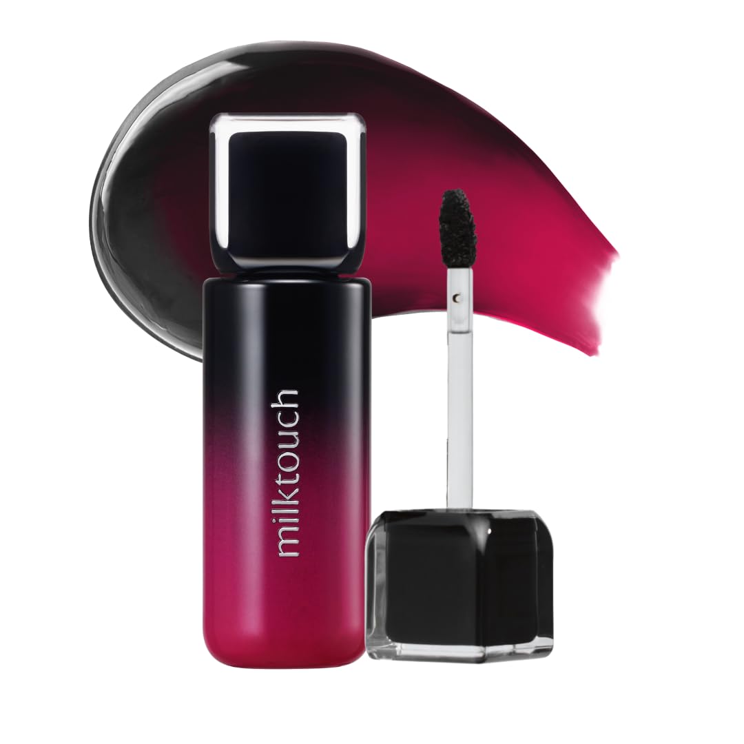 MILKTOUCH Black Peel Off Lip Tattoo - Long-Lasting Matte Lip, Waterproof & Transfer-Proof, Highly Pigmented, Stay-On-All-Day Lip Tint Stain (4.5g) #01 Black Cherry