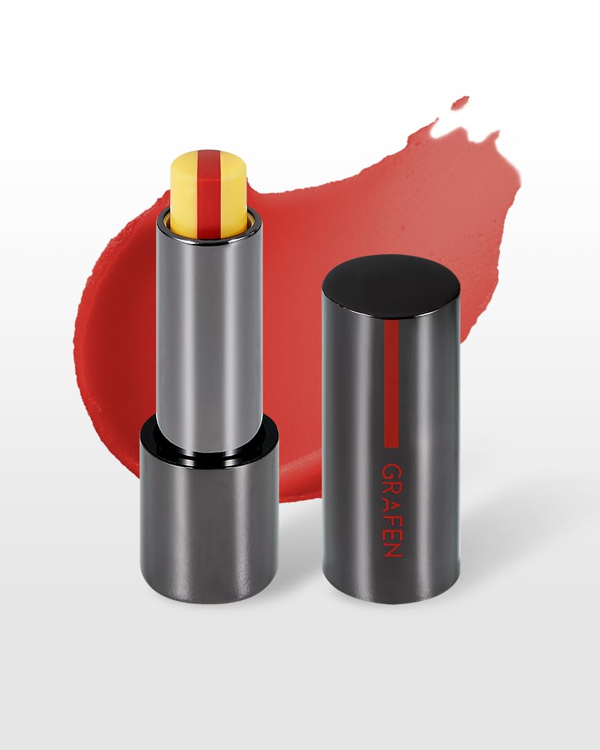 Grafen Triple Lip™ Tinted Lip Balm – Natural Color Lip Care with Moisture, MATT FINISH, Nourishing Oils for Soft & Healthy Lips (Multiple Shades)