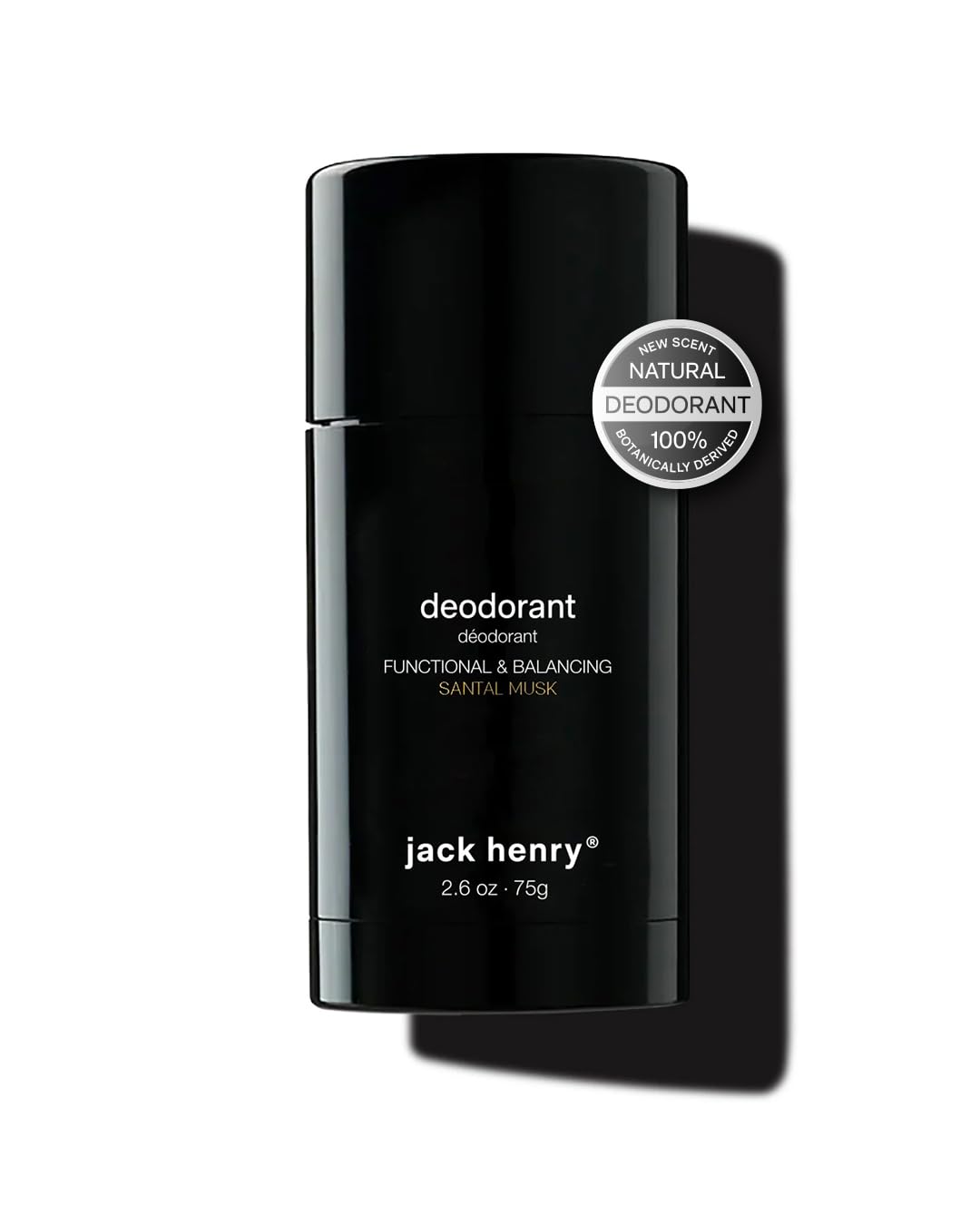 Jack Henry Natural Deodorant for Men & Women, Santal Musk Scent, Aluminum Free Deodorant with Shea Butter, Probiotics, Vegan Plant Based, Long Lasting, Baking Soda Free with Coconut MCT, 2.65 oz