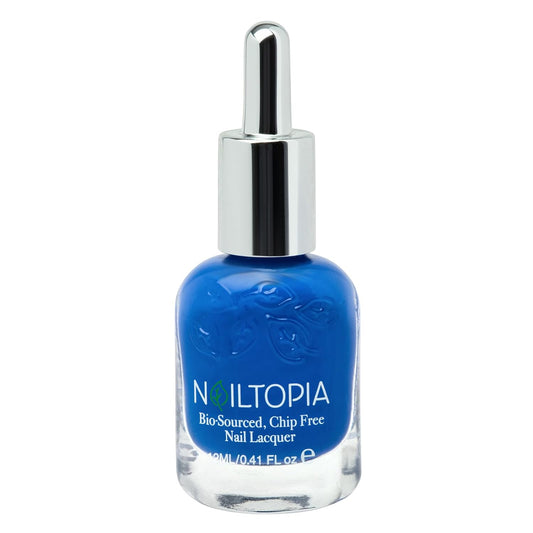 Nailtopia - Plant-Based Chip Free Nail Lacquer - Non Toxic, Bio-Sourced, Long-Lasting, Strengthening Polish - Indigo To Ibiza (Ocean Blue) - 0.41oz