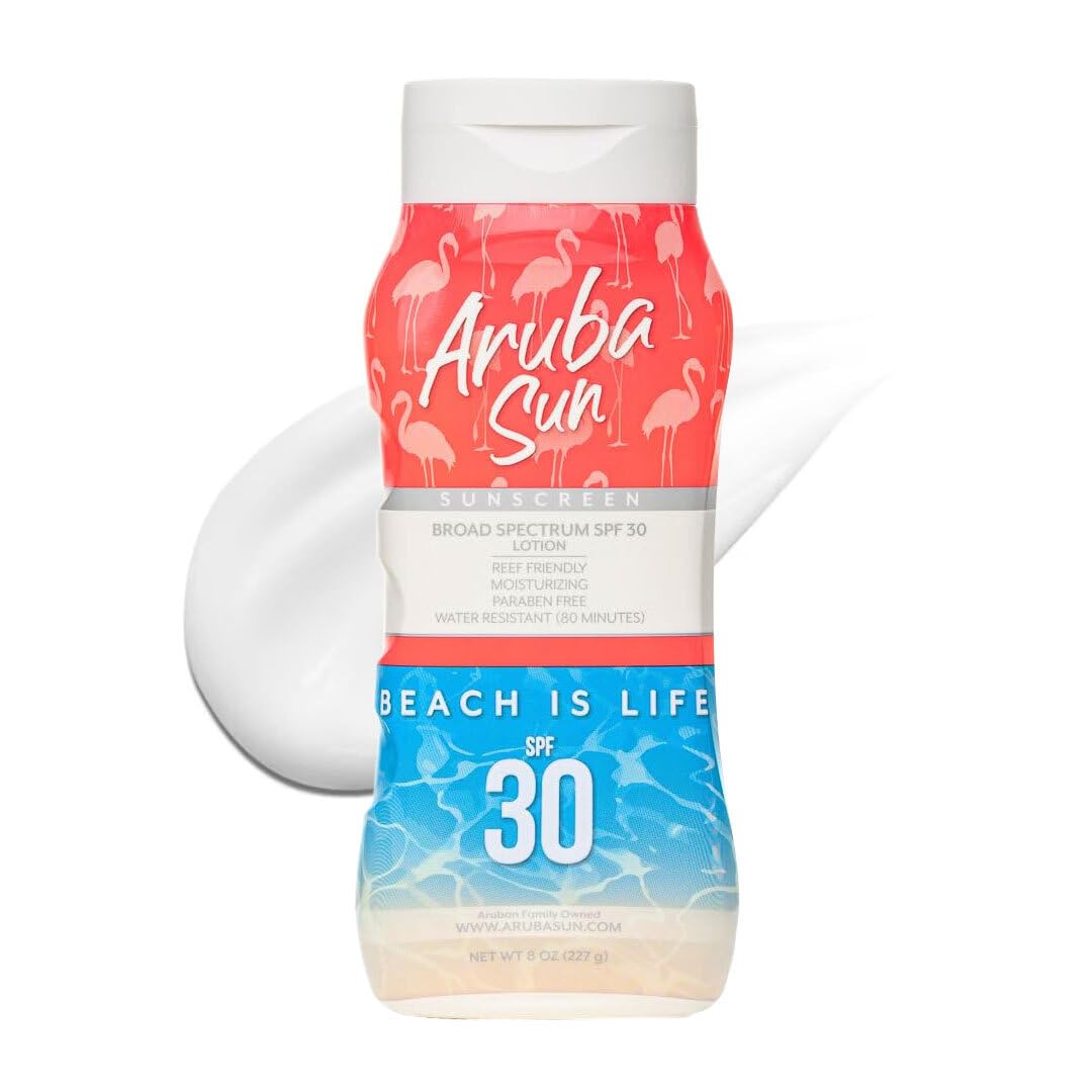 SPF 30 Sunscreen Lotion 8oz - Reef Act Compliant no 67 Octinoxate & Oxybenzone Free - Sun Screen Broad Spectrum UVA/UVB - Sunscreen Waterproof and Non-Greasy