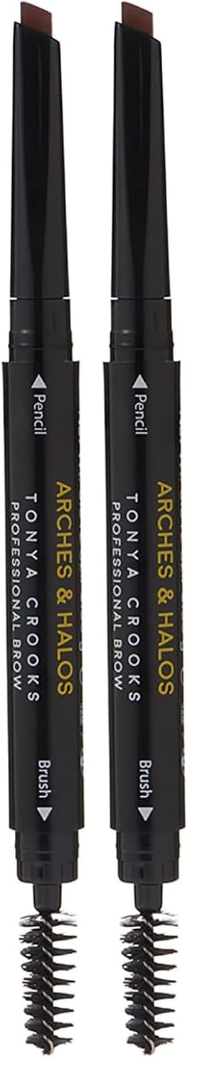 Arches & Halos Angled Brow Shading Pencil - Double Sided Eyebrow Filler and Spoolie - Angled Brush Design for Precise Shaping and Styling - Buildable, Easy Blend Pigment - Auburn - 0.012 oz