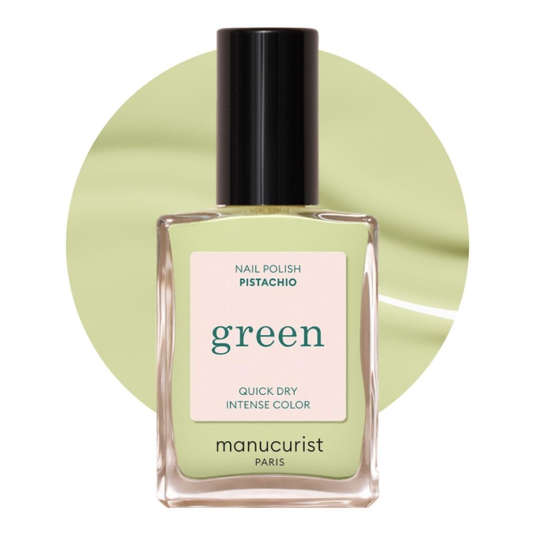 Manucurist Green Pastel Nail Polish Pistachio Green - Classic Natural 9-Free, Plant-Based and Vegan -Made in France
