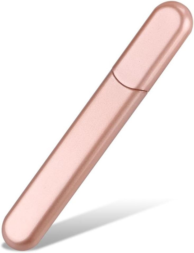 Premium Glass Nail File with Case, Crystal Diamond Salon Best Beauty Nail Buffer for Natural and Acrylic Nails Christmas Gift for Woman and Man,Pink