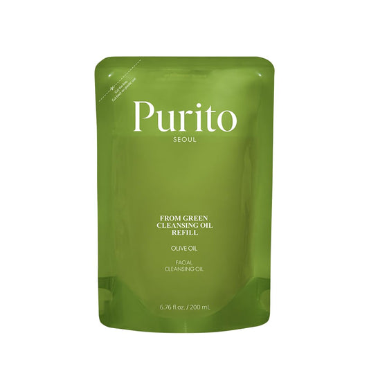 PURITO From Green Cleansing Oil Refill, Fragrance-Free Makeup Remover for Face & Eyes, Gentle Vegan Oil Cleanser for Sunscreen & Waterproof Makeup, Cruelty-Free Korean Skin Care