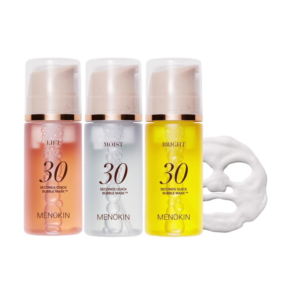MENOKIN Korean Face Mask 3sets [30 seconds Quick Bubble Mask] (Collagen, Brightening, Moisturizing), Hydration improvement, Radiance-boosting, Easy-to Use, Glass Skin, 3.21 fl.oz