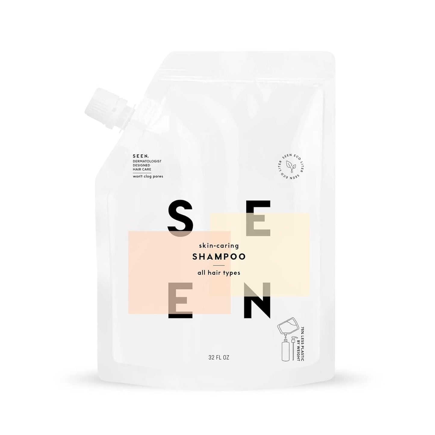 SEEN Shampoo Eco-Refill -Non-Comedogenic & Sulfate-Free Hair Shampoo- Dermatologist-Developed - Safe for Sensitive, Eczema & Acne Prone Skin