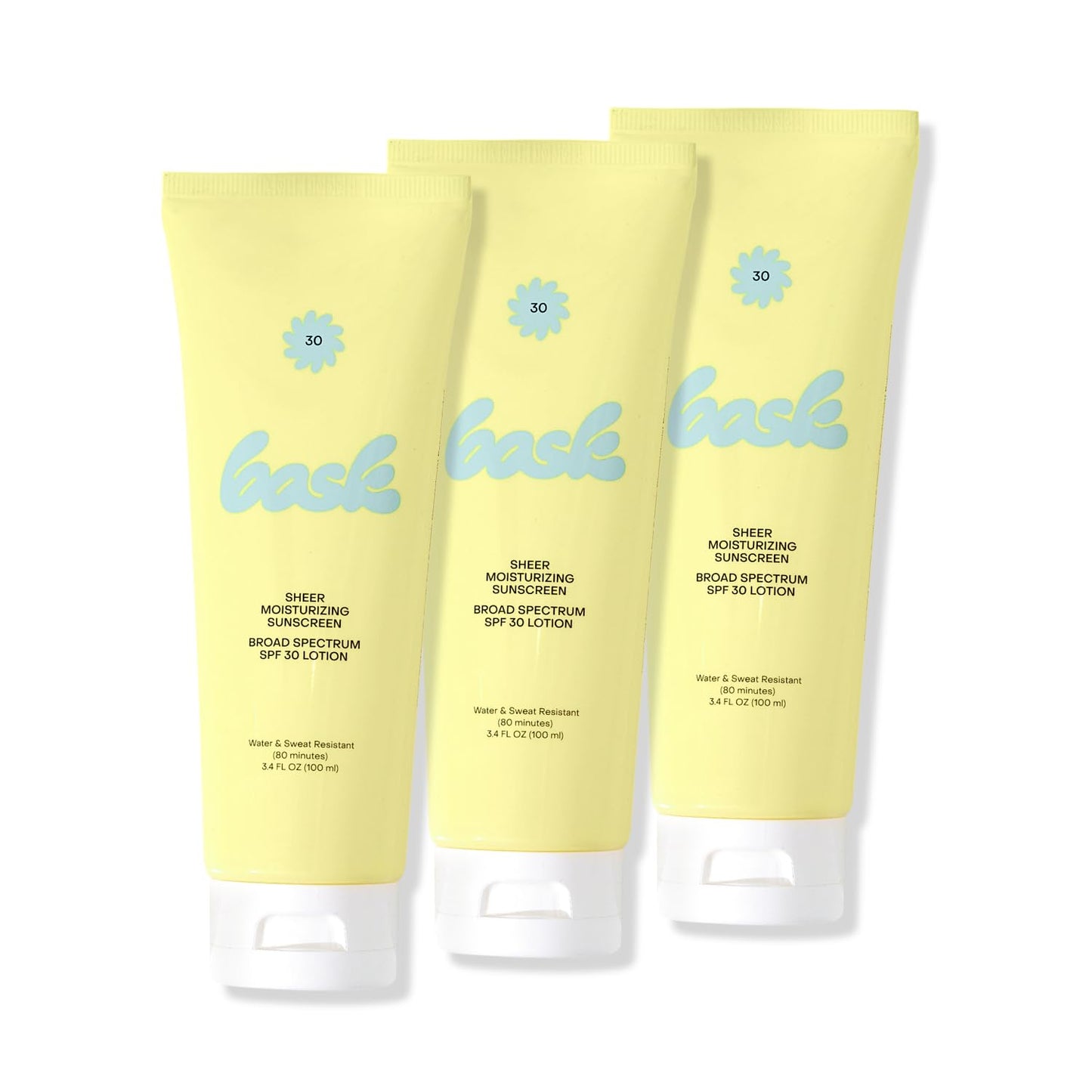 Bask Suncare SPF 30 Sheer Moisturizing Sunscreen Lotion - Broad Spectrum UVA/UVB Protection, Dermatologist Recommended, Hydrating, Lightweight & Fast Absorbing, No White Cast, Travel Size (Pack of 3)