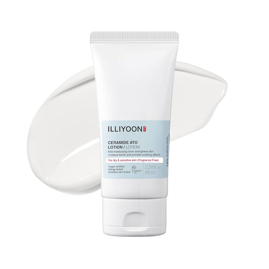 Illiyoon Ceramide Ato Lotion | Lightweight Moisturizer for Dry & Sensitive Skin, Barrier Repair for Face and Body, Mild for Babies, Vegan Certified, Korean Skincare, 2.29 fl.oz.